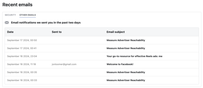 Facebook Security Emails